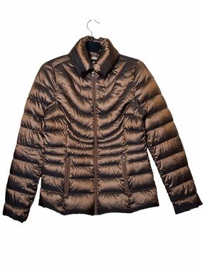 A.N.A Premium Packable Down Jacket Coat Metallic Chocolate Brown Size Small